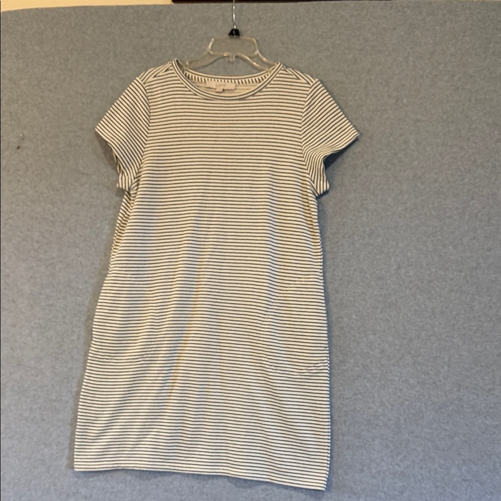 LOFT White and Black Striped Top